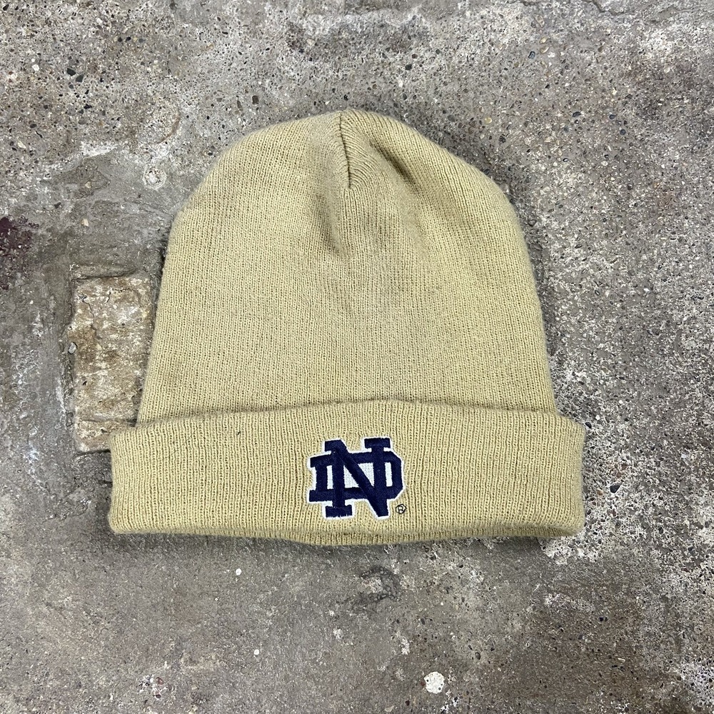 Vintage 90s Adidas Notre Dame Knit Beanie Hat Gold Fighting Irish NCAA College